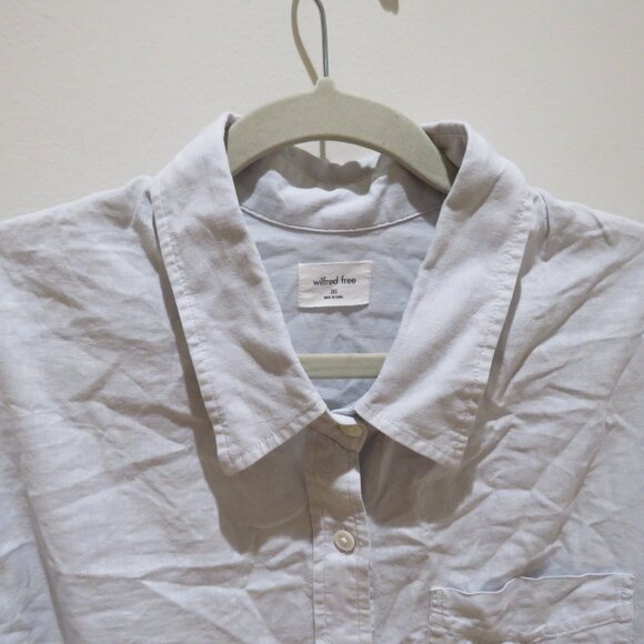 ARITZIA WILFRED FREE Boyfriend Linen Button Down Shirt Cloud Blue Casual Minimal - Picture 3 of 10